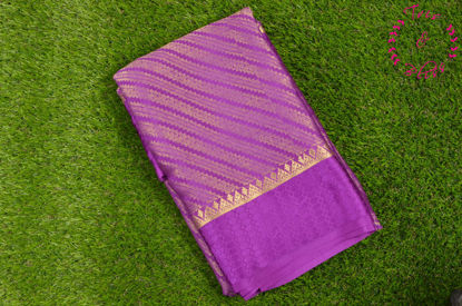 Picture of Magenta Pure Mysore Crepe Silk Saree with Allover Zari Weaving and Rich Pallu