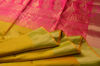Picture of Olive Yellow and Pink Pure Coimbatore Soft Silk Saree with Zari Motifs and Kaddi Border
