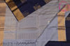 Picture of Navy Blue and Grey Pure Coimbatore Soft Silk Saree with Zari Motifs and Kaddi Border