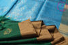 Picture of Bottle Green and Anand Blue Pure Coimbatore Soft Silk Saree with Zari Motifs and Kaddi Border