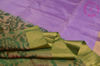 Picture of Dual Shade Green and Lavender Pure Coimbatore Soft Silk Saree with Allover kkat and Kaddi Border
