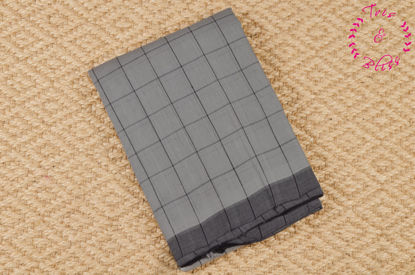 Picture of Grey and Black Mangalagiri Checks Handloom Cotton Saree