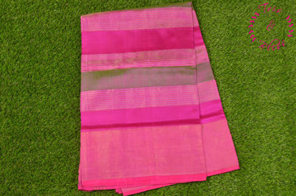 Picture of Pink and Green Uppada Silk Saree with Zari Stripes