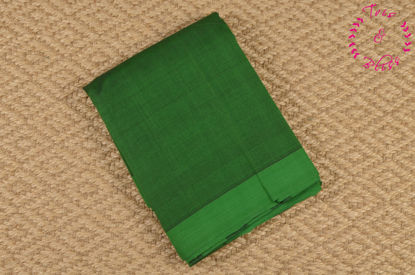 Picture of Bottle Green and Black Plain Mangalagiri Handloom Cotton Saree