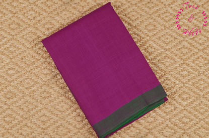 Picture of Magenta and Green Plain Mangalagiri Handloom Cotton Saree 