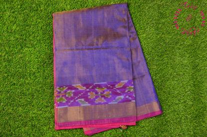 Picture of Violet and Pink Uppada Full Tissue Silk Saree with Pochampally Border