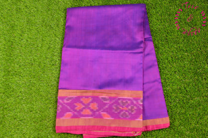 Picture of Dual Shade Purple and Pink Uppada Silk Saree with Small Pochampally Border