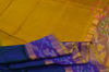 Picture of Peacock Blue and Yellow Uppada Silk Saree with Small Pochampally Border