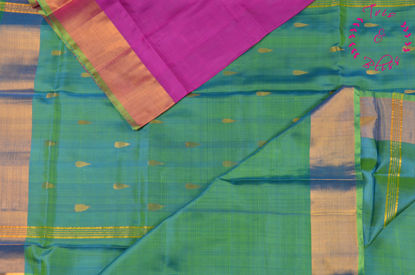 Picture of Pink and Dual Shade Sea Green Half and Half Uppada Silk Saree with Butta and Border