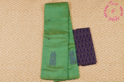 Picture of Sea Green and Violet Banana Silk Saree with Butta
