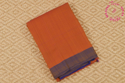 Picture of Orange and Violet Missing Checks Mangalagiri Handloom Cotton Saree