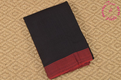 Picture of Black and Red Missing Checks Mangalagiri Handloom Cotton Saree