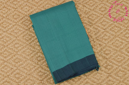 Picture of Sea Green and Navy Blue Missing Checks Mangalagiri Handloom Cotton Saree