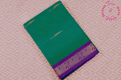 Picture of Sea Green and Lavender Mangalagiri Handloom Cotton Saree With Zari Butta and Border