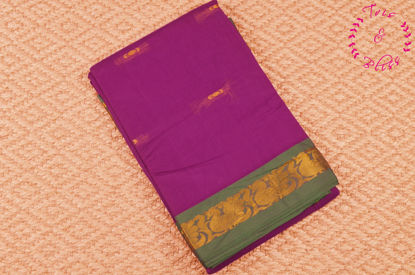 Picture of Magenta and Green Mangalagiri Handloom Cotton Saree With Zari Butta and Border