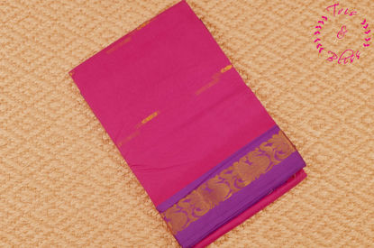 Picture of Pink and Purple Mangalagiri Handloom Cotton Saree With Zari Butta and Border