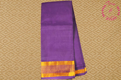 Picture of Violet Plain Mangalagiri Handloom Cotton Saree with Zari  Border