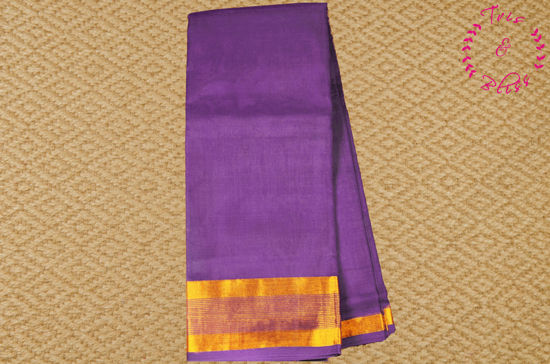 Picture of Violet Plain Mangalagiri Handloom Cotton Saree with Zari  Border