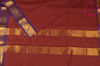 Picture of Maroon and Purple Checks Mangalagiri Handloom Cotton Saree With Zari Border