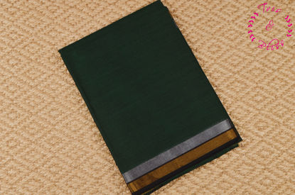 Picture of Bottle Green and Green Plain Mangalagiri Handloom Cotton Saree